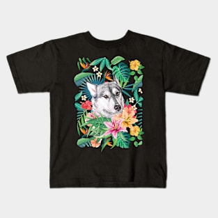 Tropical Siberian Husky 1 Kids T-Shirt